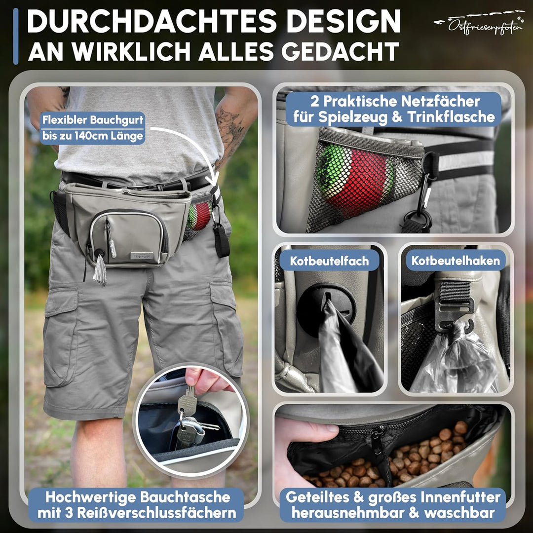 Leckerli-Bauchtasche 'Talea' für Hunde aus Kunstleder mit Einhandmagnetverschluss - Leckerlibeutel i