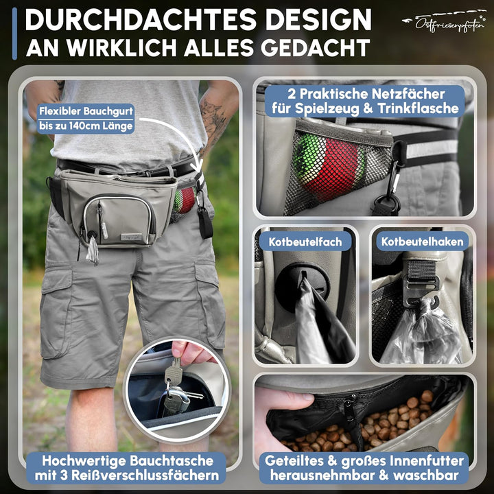 Leckerli-Bauchtasche 'Talea' für Hunde aus Kunstleder mit Einhandmagnetverschluss - Leckerlibeutel i