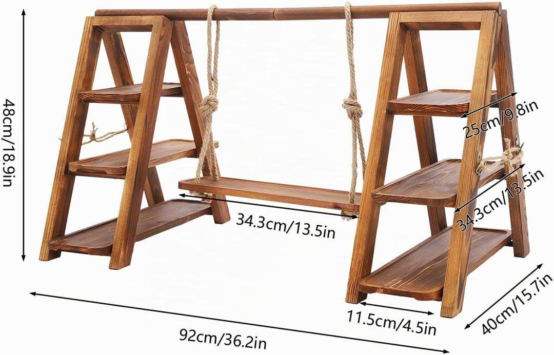 Etagere Holz 3 Etagen Massivholz Cupcake ständer kuchenständer 6kg | Massivholz Holzkohle, 3 Etagen