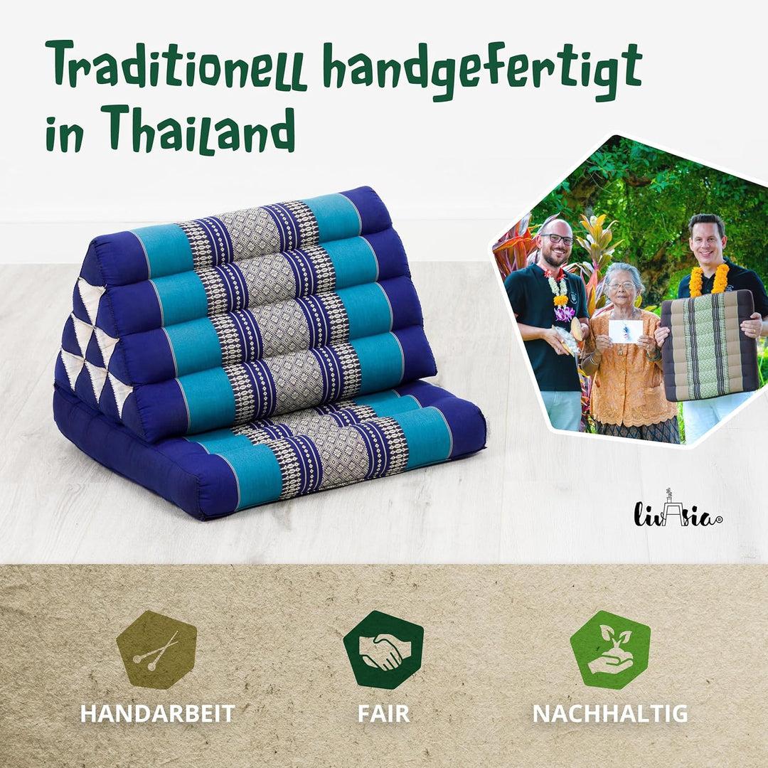 livasia Thaikissen mit 1 Auflage, Dreieckskissen mit Sitzkissen, Keilkissen mit Kapok, Rückenkissen