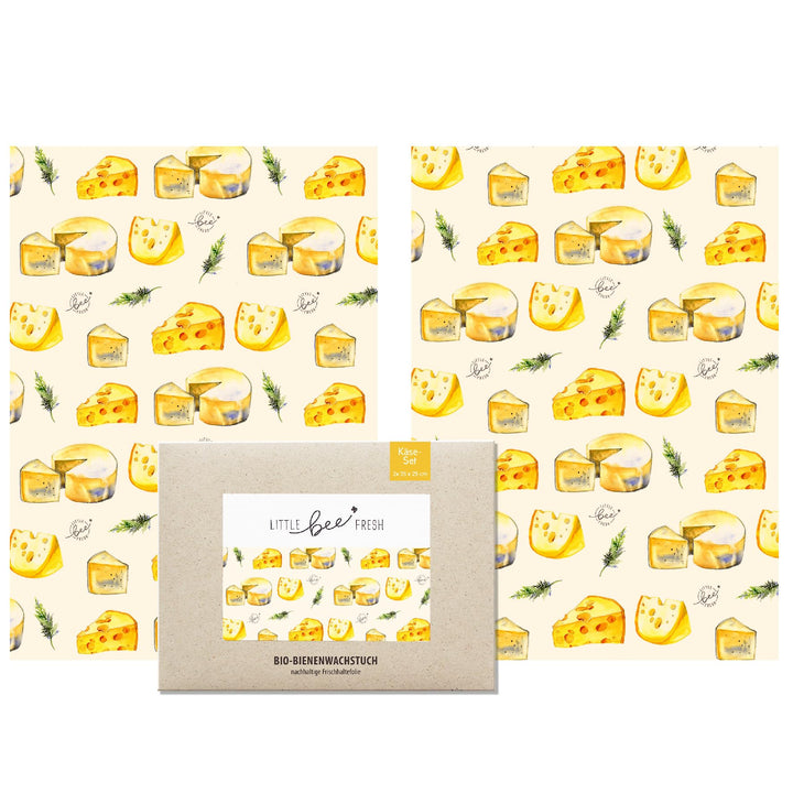 little bee fresh Bio-Bienenwachstücher 2er-Set für Käse aus Deutschland - Wachspapier für Lebensmitt