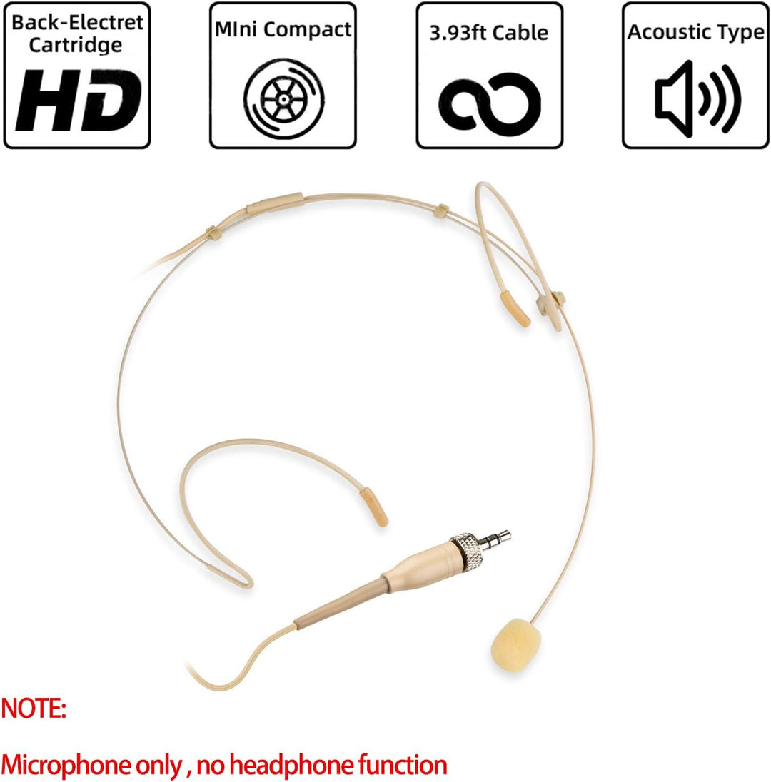 Sujeetec Headset Mikrofon Stirnband mic für Sennheiser kabellos Bodypack Transmitter Taschensender -