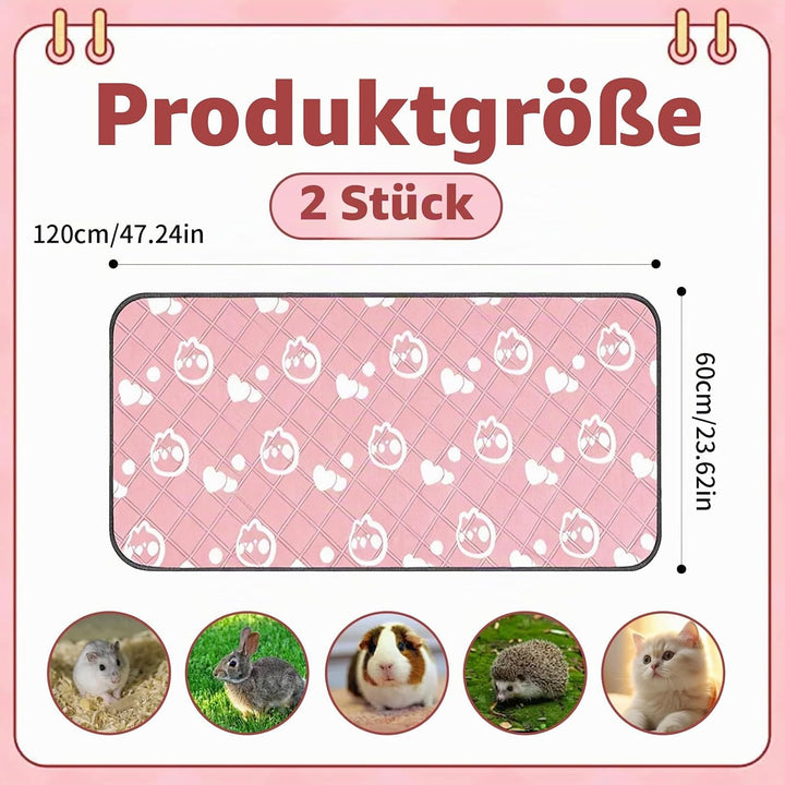 2 Stück 60x120cm Meerschweinchen Unterlage Waschbar: Pipipads Meerschweinchen, Rosa, wasserdichte Su