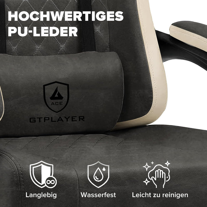 GTPLAYER Gaming Stuhl Ergonomischer Gaming Sessel Schreibtischstuhl Kunstleder, Federsitzkissen, Ver