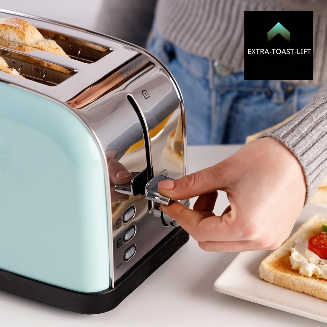 Taurus – Toaster Vintage II Mint 950W | 2 Schlitze 135x35mm | 7 Bräunungsstufen | 3 Funktionen | Ede