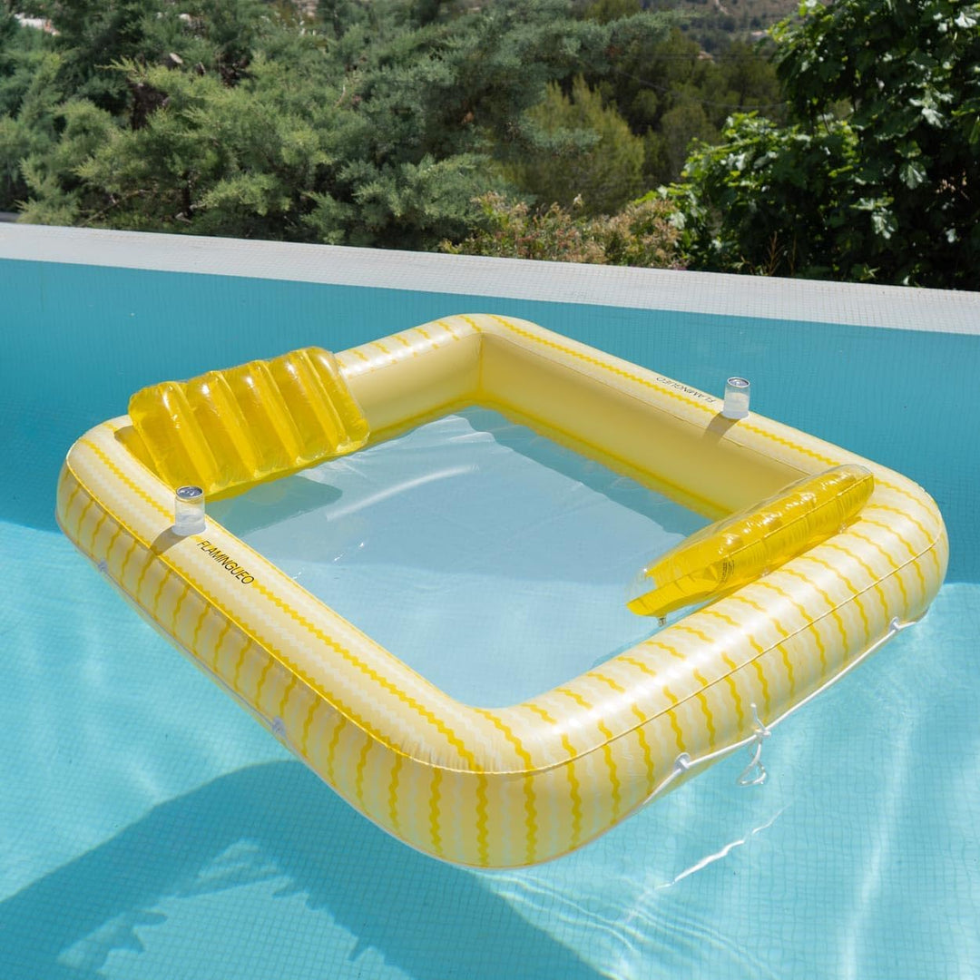 Flamingueo Luftmatratze Pool - Wassermatratze - Extra gross - Gitterboden - Zwei Getränkehalter - Zw