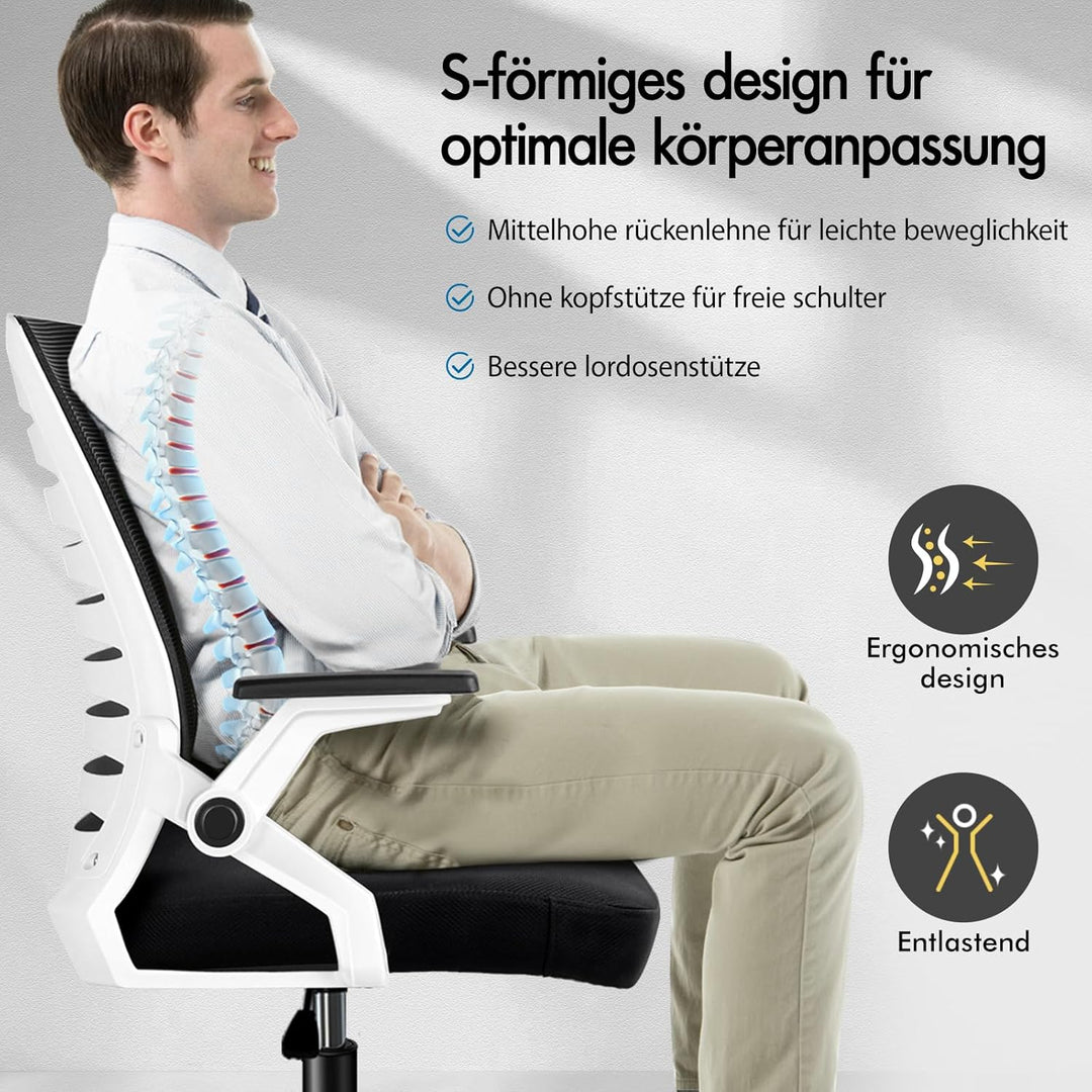 ALFORDSON Schreibtischstuhl, Hochwertiger Schaumstoff Sitz, Starke PP & Metall Konstruktion, S-Kurve