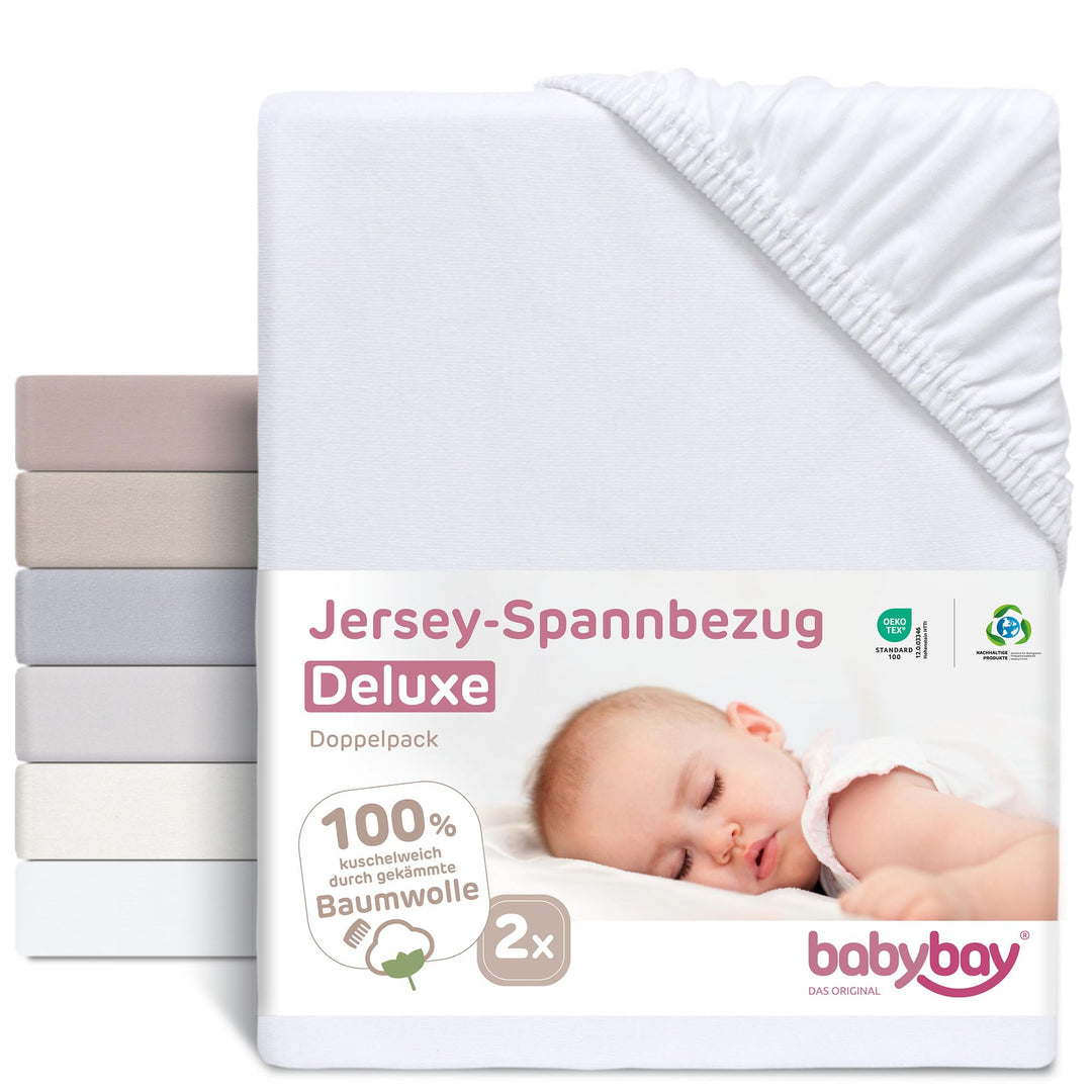 babybay Jersey Spannbetttuch Deluxe Doppelpack passend für die Modelle Maxi, Midi, Boxspring, Comfor
