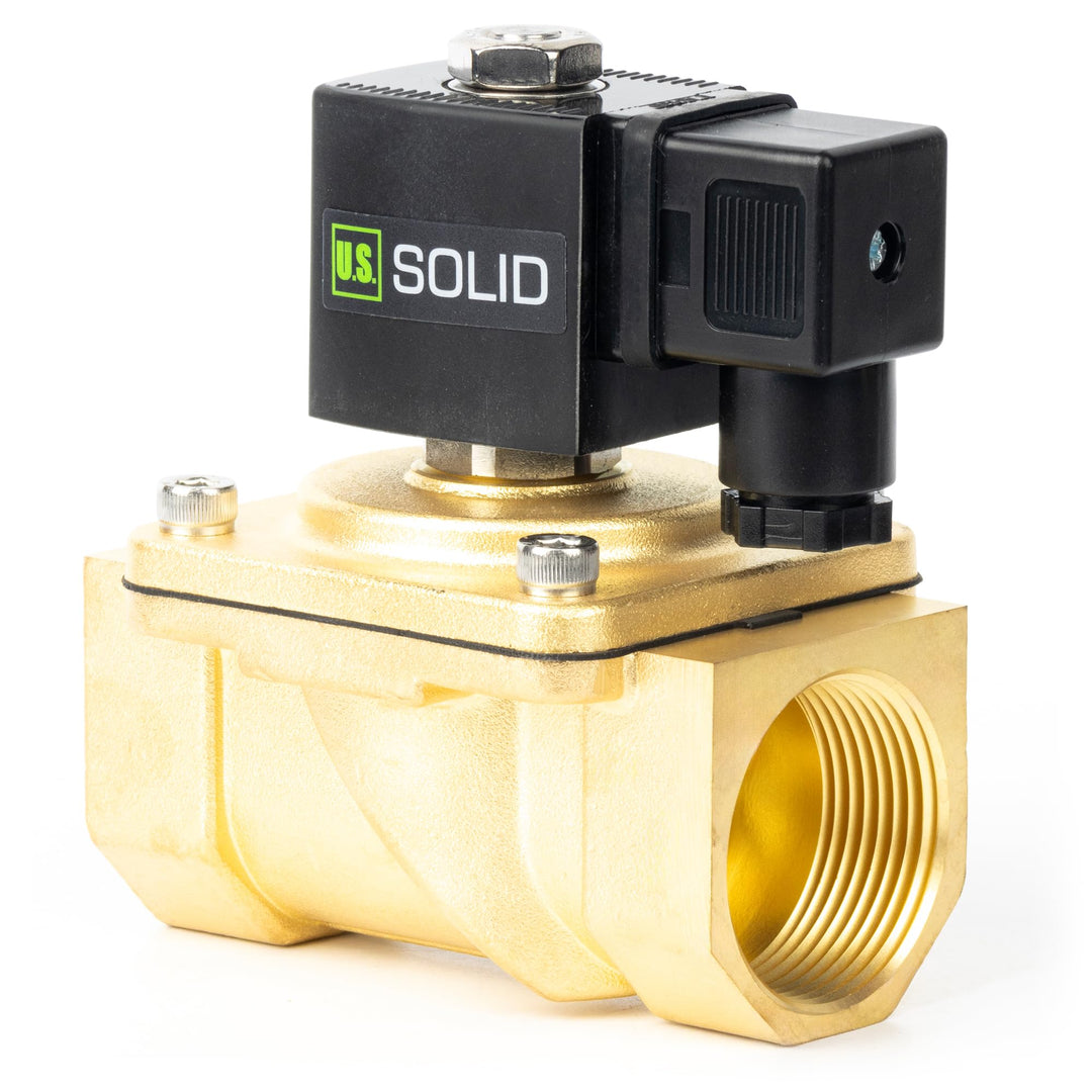 U.S. Solid 1-1/4" Magnetventil - Messing DC 12V mit Viton-Dichtung, stromlos geschlossen, Anschlussd