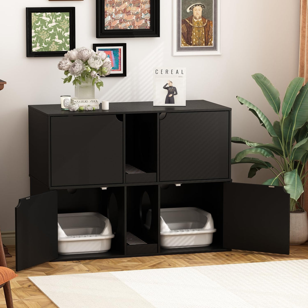 Katzenschrank, Katzentoilette, Katzenklo Schrank, Katzenhaus mit Tür und Abfallbehälter, Sitzbank, S