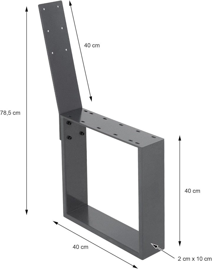 ML-Design 2 Stück Bankbeine aus Stahl massiv 40x78,5cm Anthrazit stabil wetterfest rostfrei Bankgest