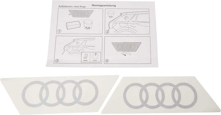 Audi 6623 Original Q2 Emblem Aufkleber - Ringe - Dekorfolie für die C-Säule - C-Blade Farbe: florett