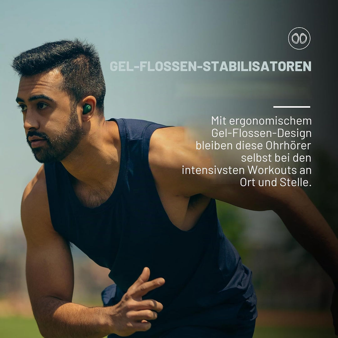 Raycon Fitness True Wireless Bluetooth-Ohrhörer mit eingebautem Mikrofon 54 Stunden Akku IPX 7 wasse