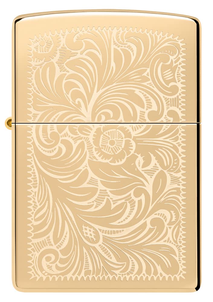 Zippo Sturmfeuerzeug - Modell Venetian - High Polish Brass Finish - Lustre - Nachfüllbar - Wiederver