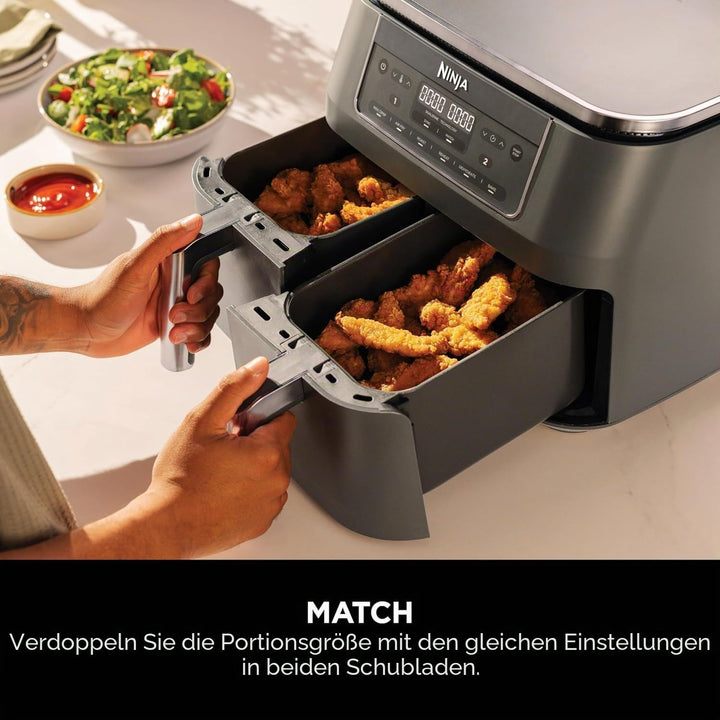 Ninja Dual Zone Digital Air Fritteuse, 2 Schubladen, 7,6 l, 6-in-1, verwendet kein Öl, Air Fry, Max