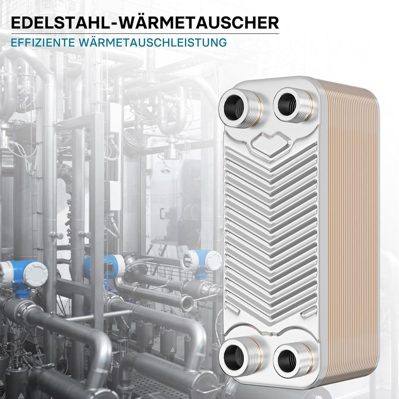 Hrale Edelstahl Wärmetauscher 30 Platten max 66 kW Plattenwärmetauscher Wärmetauscher