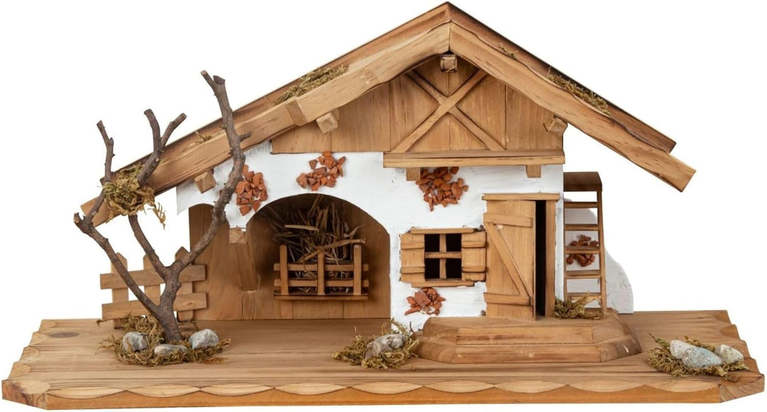 Geschenkestadl Holzhaus Krippe ca. 45cm x 21cm Holz Haus Krippe Landhaus Stall Weihnachten Dekoratio
