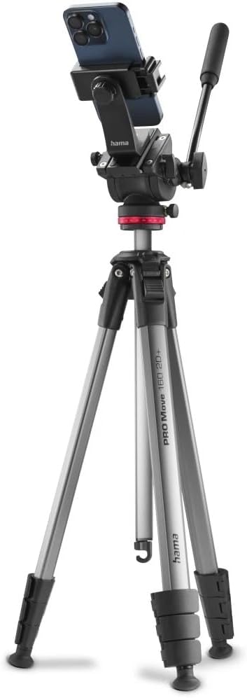 Hama Videostativ mit Fluidkopf (Kamera Stativ für Video, DLSR und Smartphone, Tripod, Dreibeinstativ
