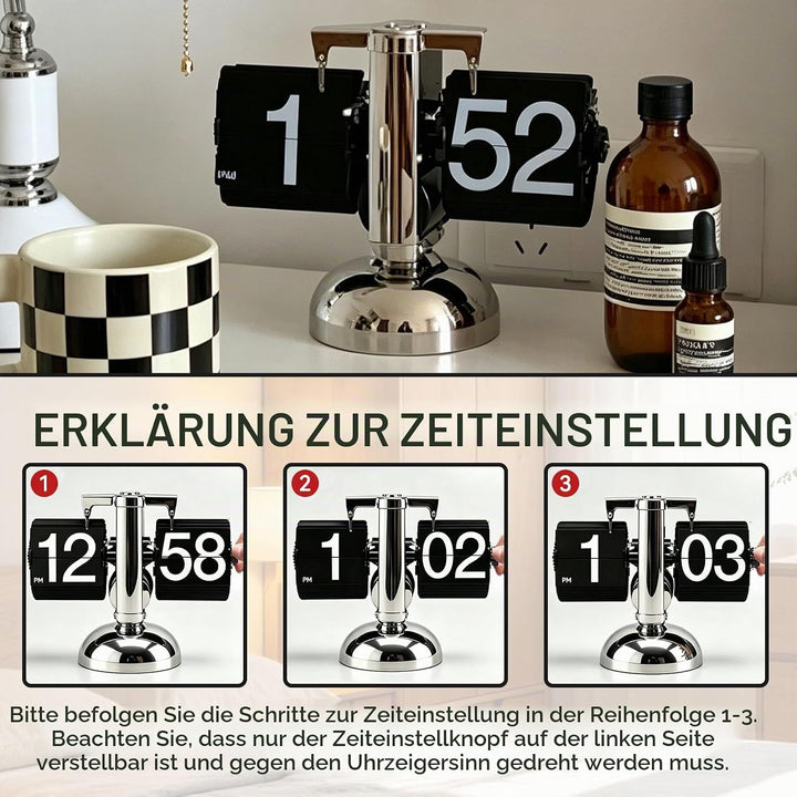 HERCHR Flip-Schreibtischuhr, Retro-Digital-Flip-Down-Uhr, Retro-Minimalist-Einfuss-mechanische Auto-