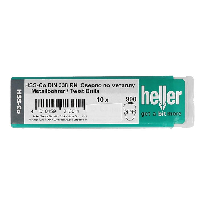 Heller Tools HSS-Co Edelstahlbohrer DIN 338, 10-teilig Ø 5 x 52/86 mm, metallbohrer 5mm, kobaltbohre