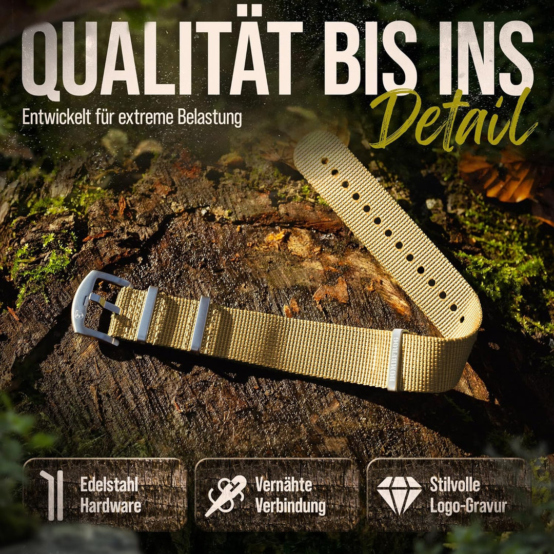 NATO Strap Uhrenarmband Nylon, Dornenschliesse - Uhrenarmbänder 18 mm 20mm 22mm 24mm, Uhrenarmband N