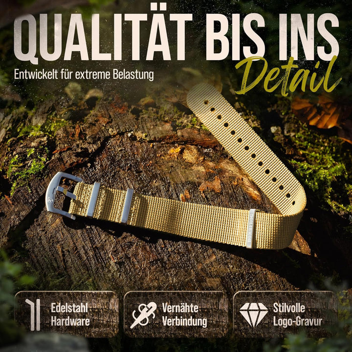 NATO Strap Uhrenarmband Nylon, Dornenschliesse - Uhrenarmbänder 18 mm 20mm 22mm 24mm, Uhrenarmband N
