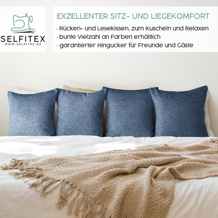 Selfitex 2er Set Sofakissen 40x40 cm, inkl. Füllkissen, gewebter Canvas Stoff, Matte & strukturierte