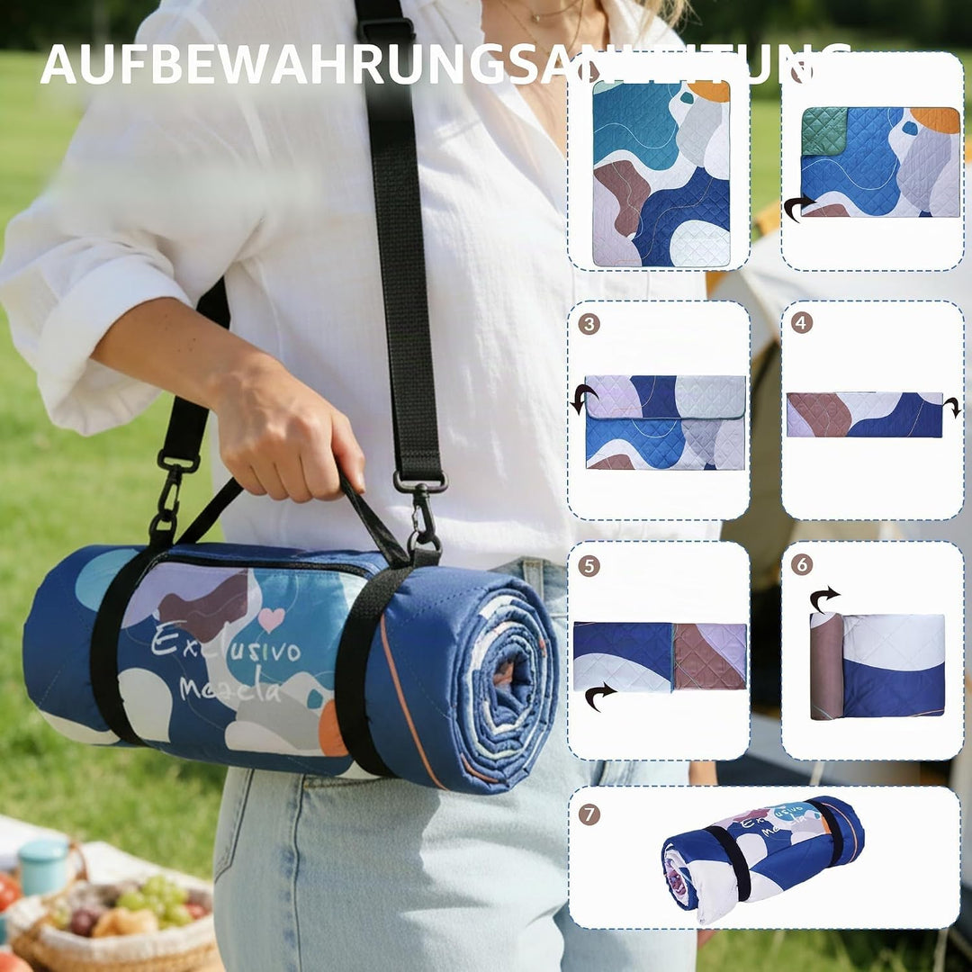 Exclusivo Mezcla wasserdichte Picknickdecke, Waschbare Stranddecke für Camping, Tragbare Outdoor Dec