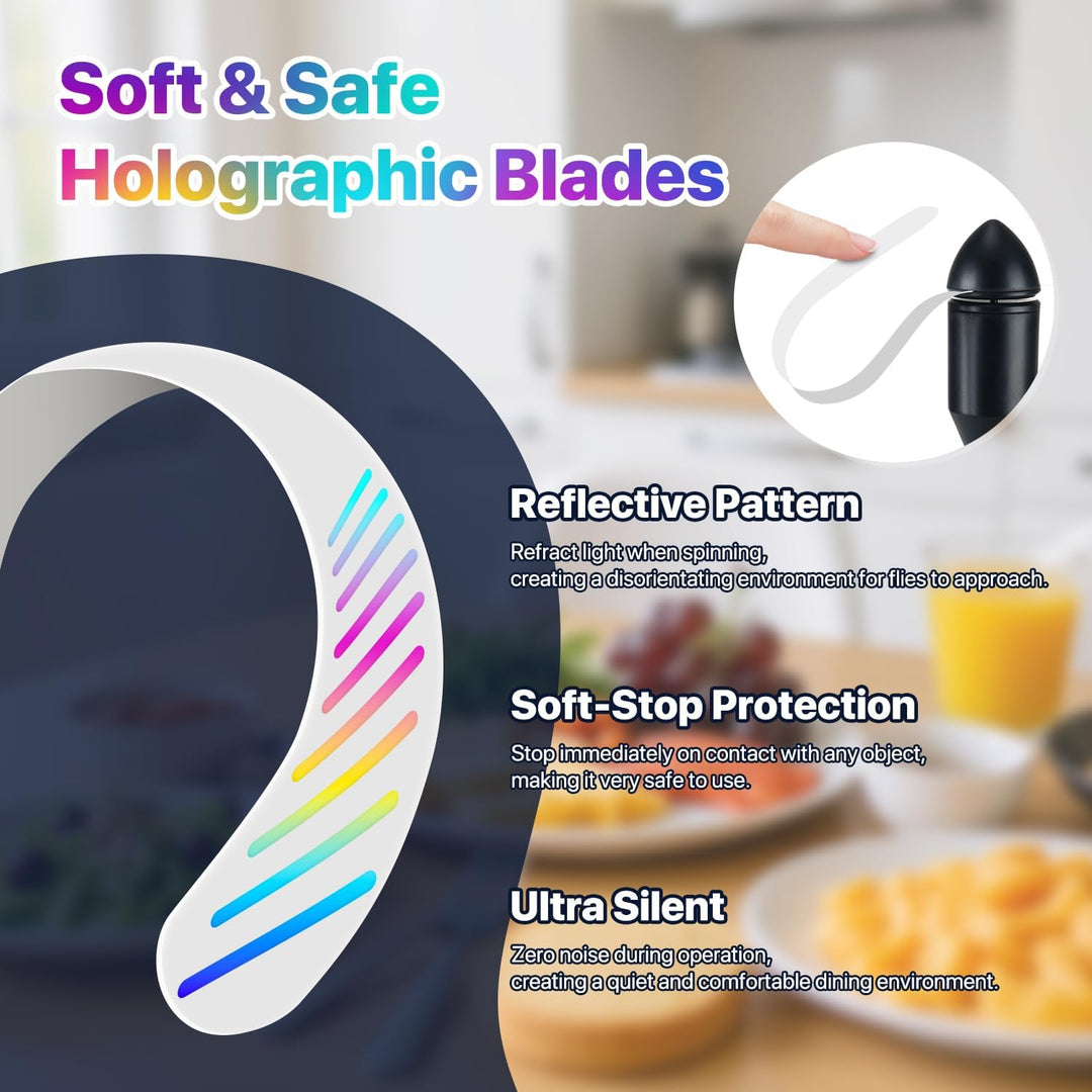 YAMI 2er-Pack Fliegenventilatoren für Tische mit LED-Licht, wiederaufladbarer Tischventilator mit we