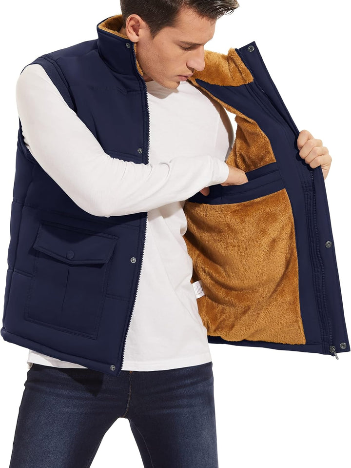 MAGCOMSEN Winterweste Herren Gefüttert Outdoor Weste Warme Fleeceweste Freizeit Ärmellos Jacke Therm