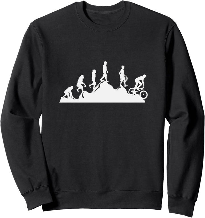 Evolution des Mannes zum Radfahren Fahrradfahrer auf einem Mountainbike Sweatshirt