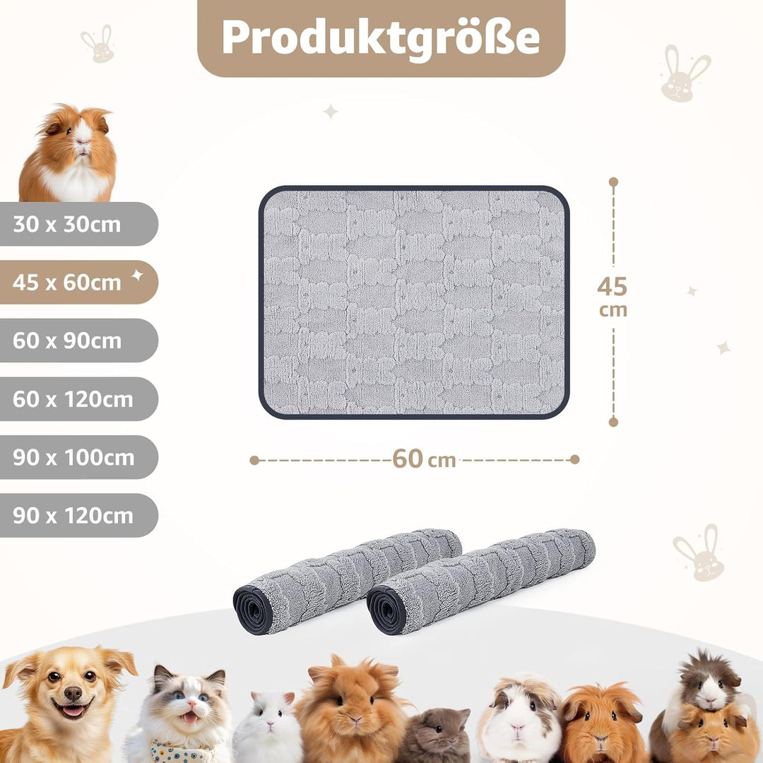 60x45cm Pipipads für Meerschweinchen & Pipi Matte für Kaninchen - Waschbare, saugstarke Unterlage mi