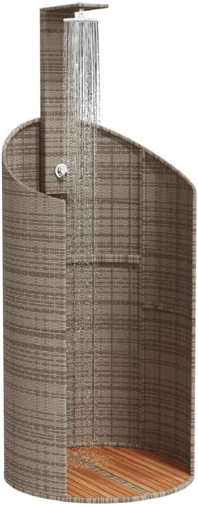 Xichuzi Gartendusche Grau 100x100x241,5 cm Poly Rattan Akazienholz, Dusche Für Garten, Outdoor Showe