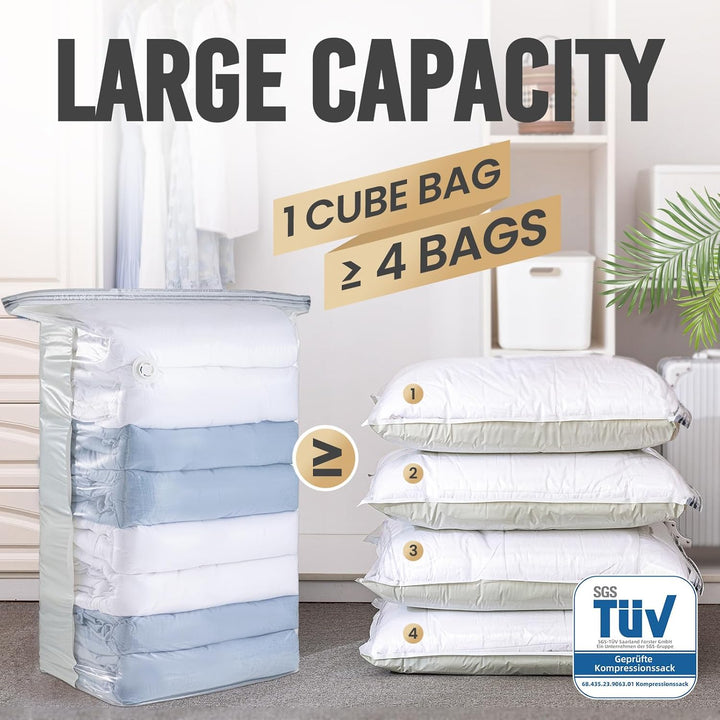 TAILI Vakuumbeutel für Kleidung Gross Würfel, 12 Jumbo Vakuumbeutel für Bettdecken Vacuum Bags for C