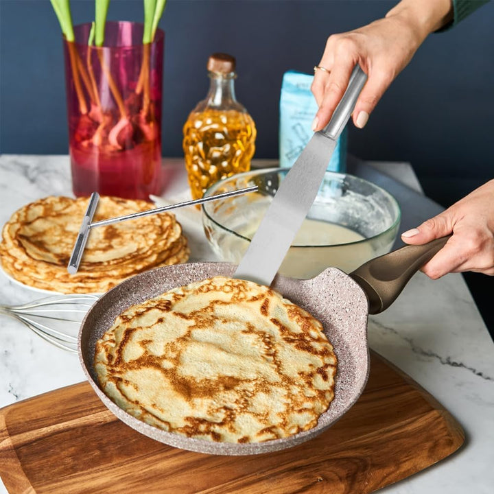 2 Stück Crepes Verteiler Spatel, Edelstahl Teigverteiler Crepe Spatel, Crepes Verteiler und Wender S