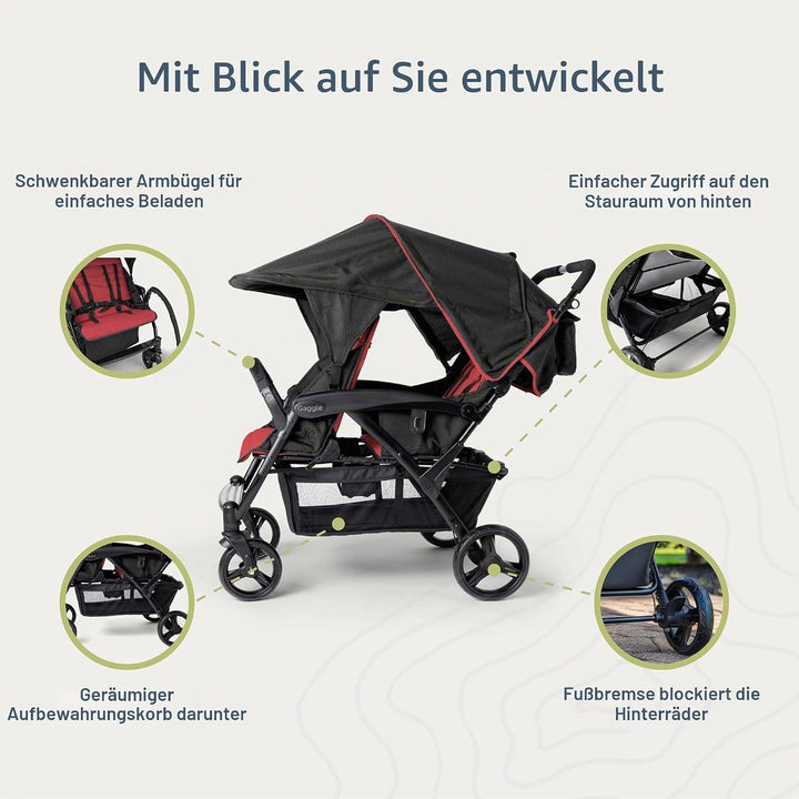 Gaggle By Foundations Odyssey 4-Sitzer-Vierlingskinderwagen, 4-Sitzer-Kinderwagen für die Kindertage