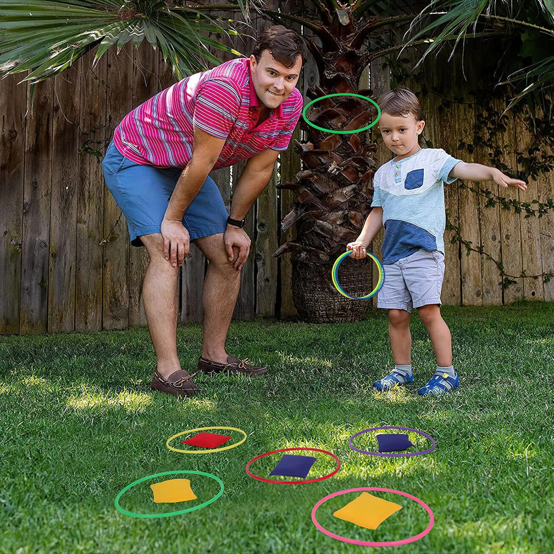 OOTSR 20 Stück Nylon Sitzsäcke Ringe Werfen Spiel Sets für Kinder, Sitzsäcke Werfen Legged Race für