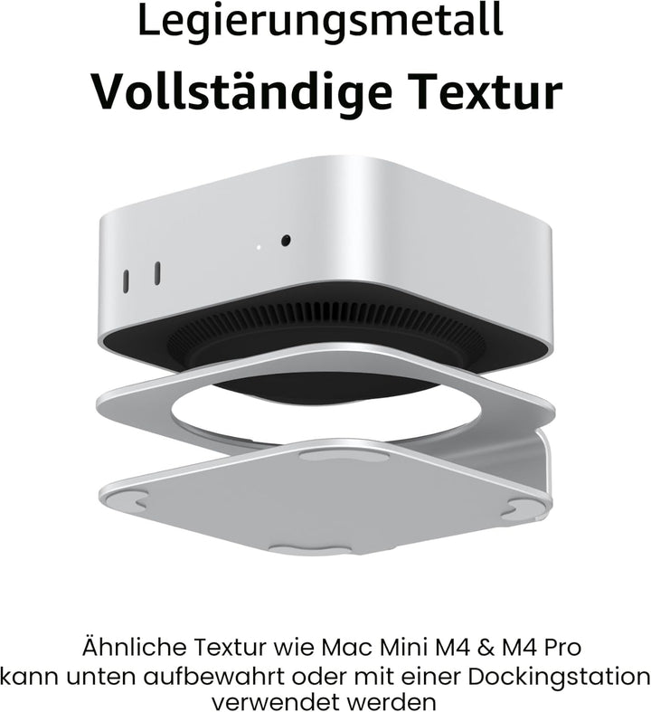 Mac mini M4 Ständer, Aluminium-Halterung für 2024 Mac mini M4 und M4 Pro, integrierte Kühlung, Zugri