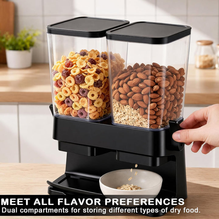 Müslispender, 2er-Set Cornflakes Dispenser, Doppelt 3L Lebensmittelspender aus Kunststoff für Nüsse,