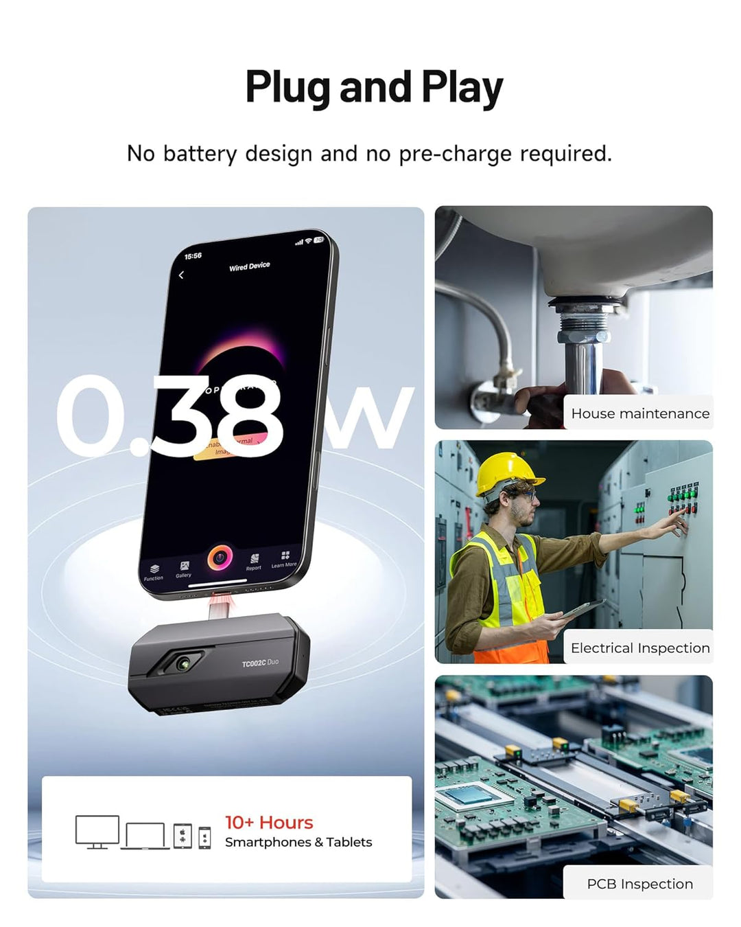 TOPDON Wärmebildkamera TC002C Duo für Android/iOS, 512 x 384 TISR hohe Auflösung, -20–550 °C, 25 Hz,