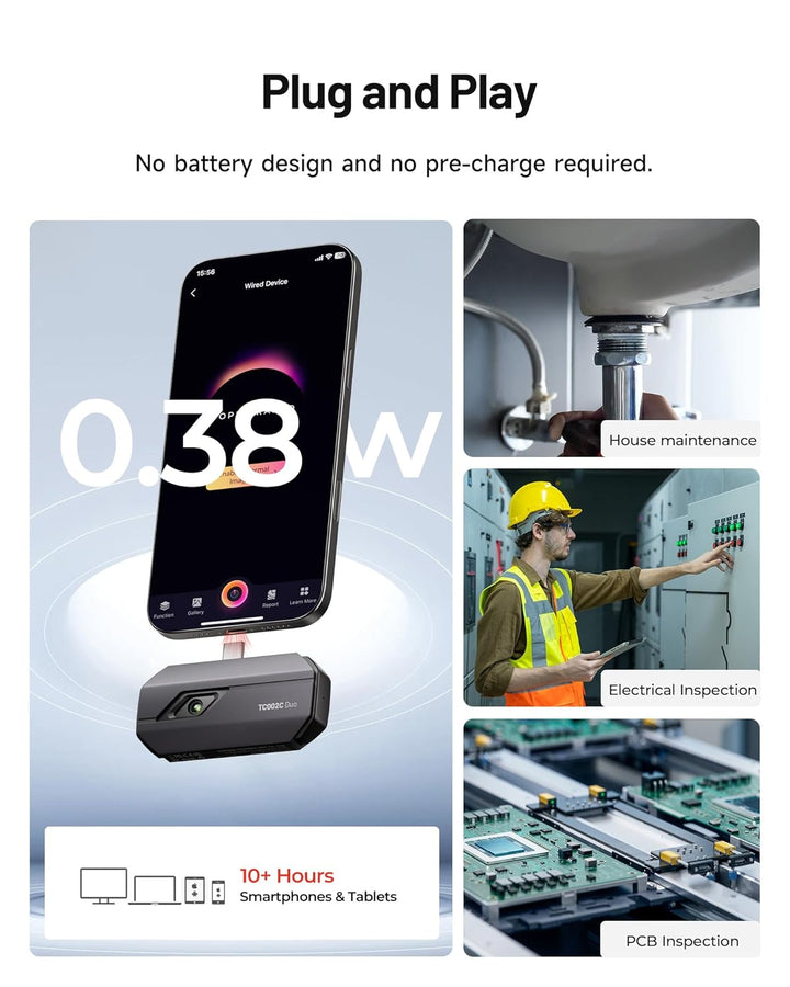 TOPDON Wärmebildkamera TC002C Duo für Android/iOS, 512 x 384 TISR hohe Auflösung, -20–550 °C, 25 Hz,