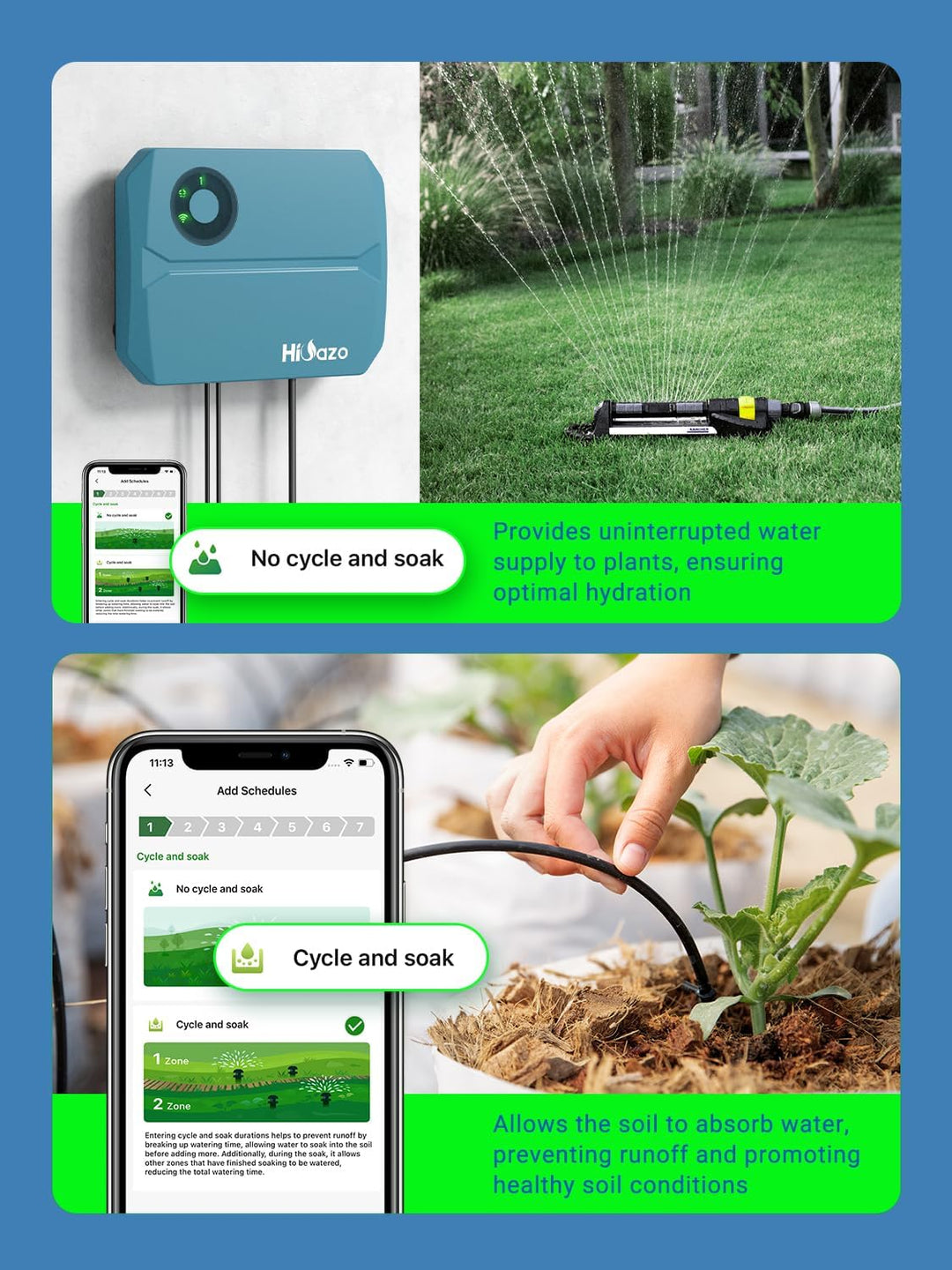 WiFi Bewässerungscomputer mit App Steuerung, 4-Zonen-Smart-Sprinkler Steuerung - 16 Bewässerungsprog
