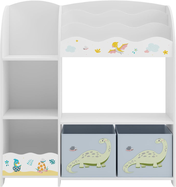[en.casa] Kinderregal Lysekil Bücherregal für Kinder mit 2 Aufbewahrungsboxen Spielzeugregal 100 x 9