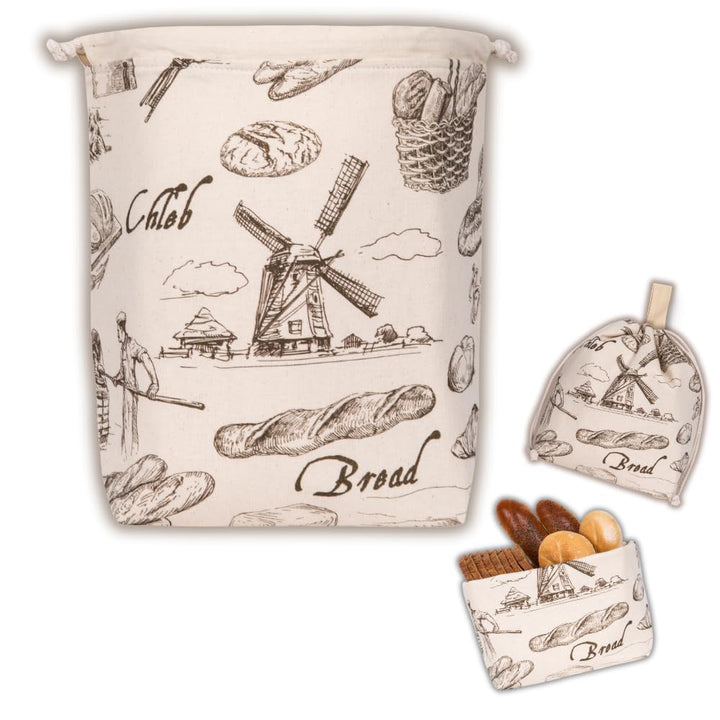 slowroom Brotbeutel zur Brotaufbewahrung und Frischhalten 3 in 1 - Brotkorb Stoff - Brottasche aus B