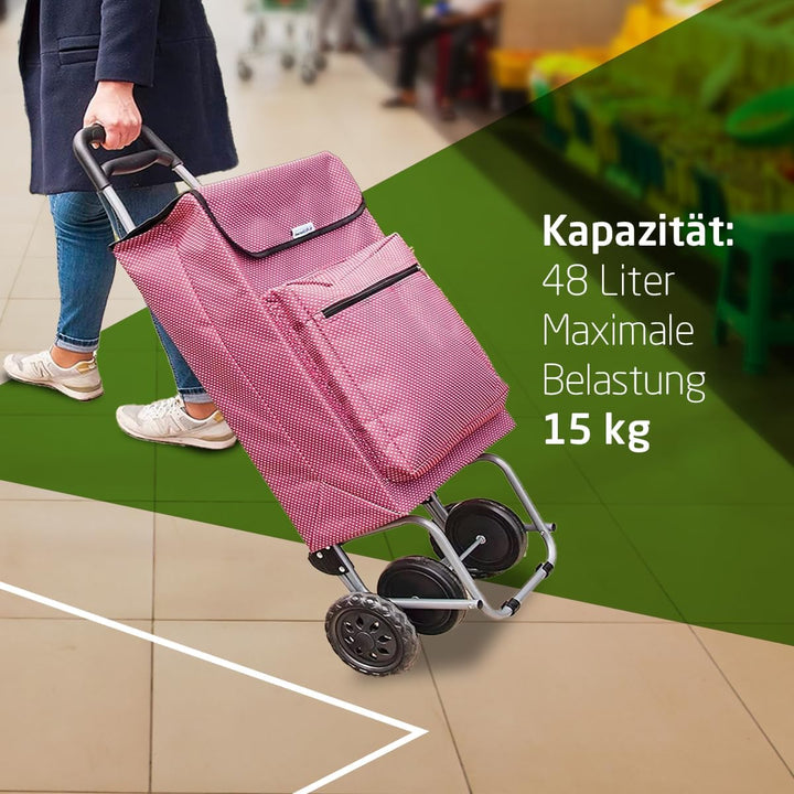 Amig - Einkaufstrolley mit 4 Rädern | Aussentasche für Tiefkühlkost | Maximale Belastung 15 kg |Kapa