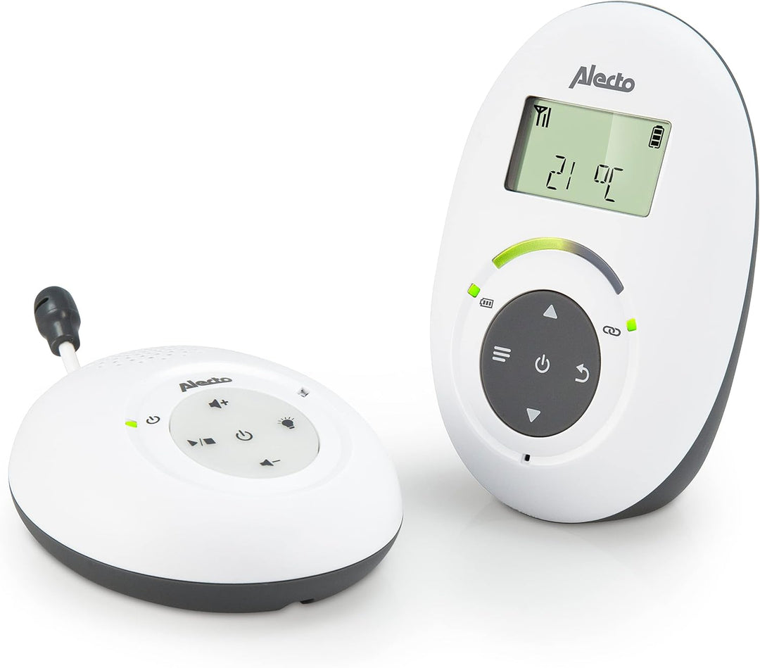 Alecto DBX-125 DECT Babyphone mit Full ECO-Modus und Display - Audio Babyfon mit VOX-Funktion - Wied
