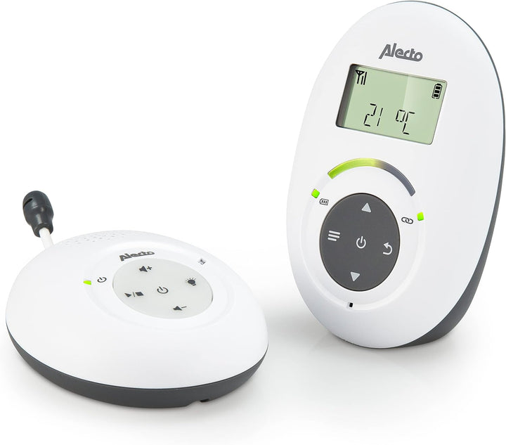 Alecto DBX-125 DECT Babyphone mit Full ECO-Modus und Display - Audio Babyfon mit VOX-Funktion - Wied