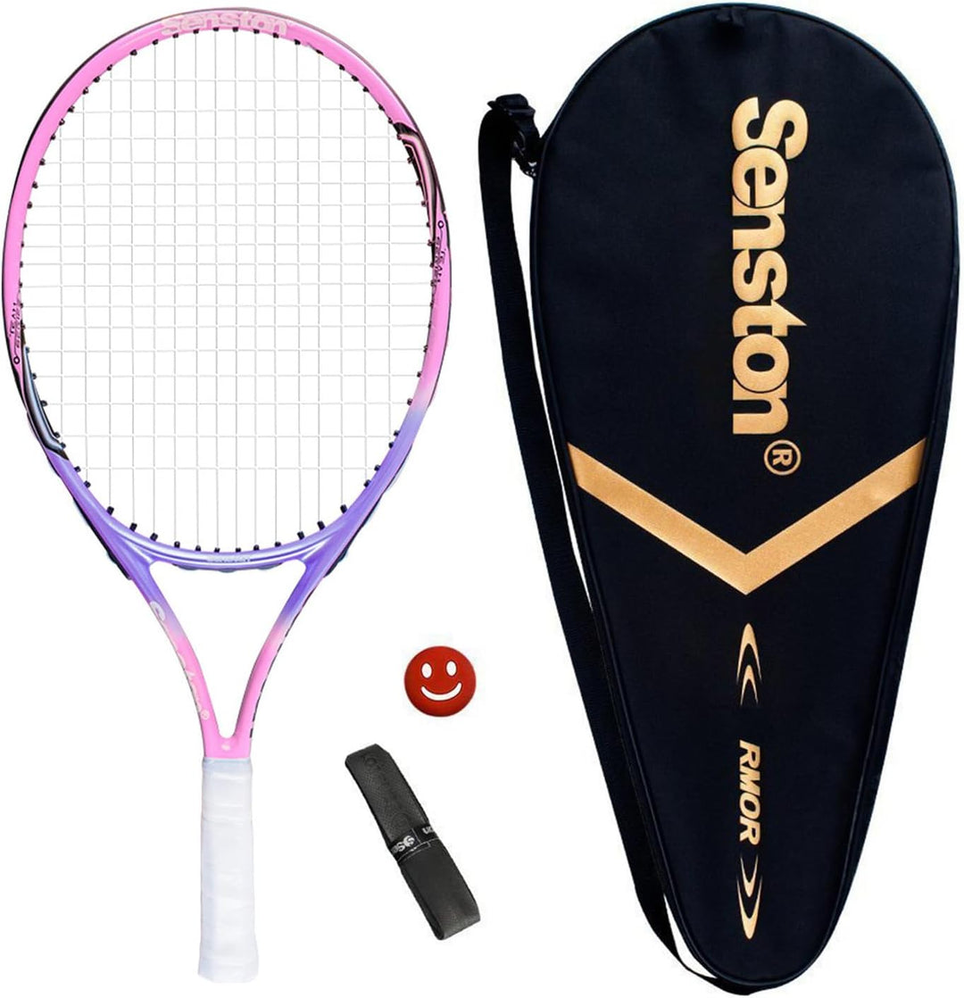 Senston Tennisschläger 19/23/25 One-Piece-Design Tennis Schläger Set mit Tennistasche,Overgrip,Vibra