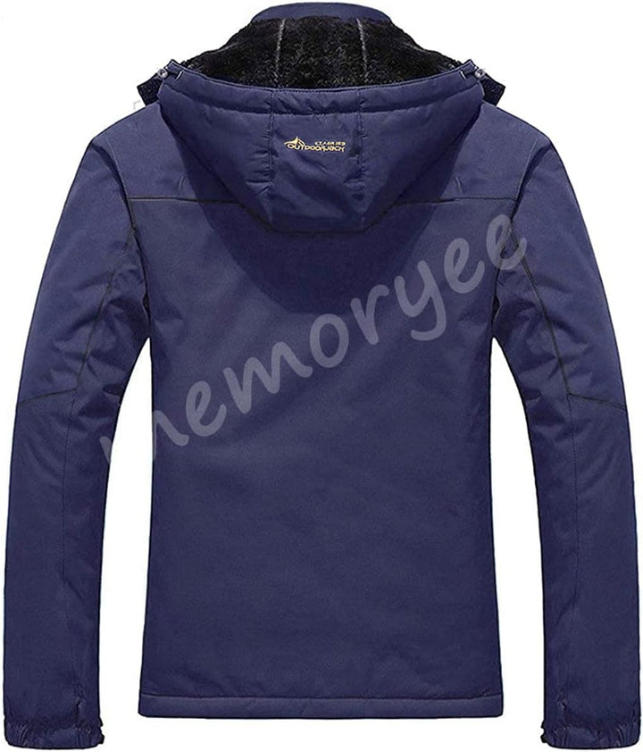 Memoryee Herren Ski Jacke Warmer Gefüttert Winter Fleece Mantel Wasserdichter mit Abnehmbarer Kapuze