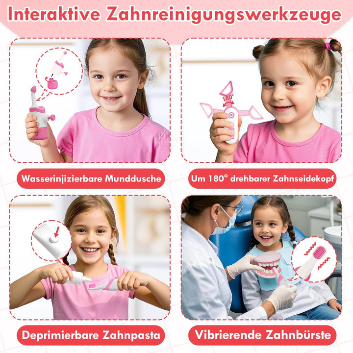 Lehoo Castle Arztkoffer Kinder ab 3 Jahre, Zahnarzt Spielzeug, Doktorkoffer, Rollenspiel für Kinder